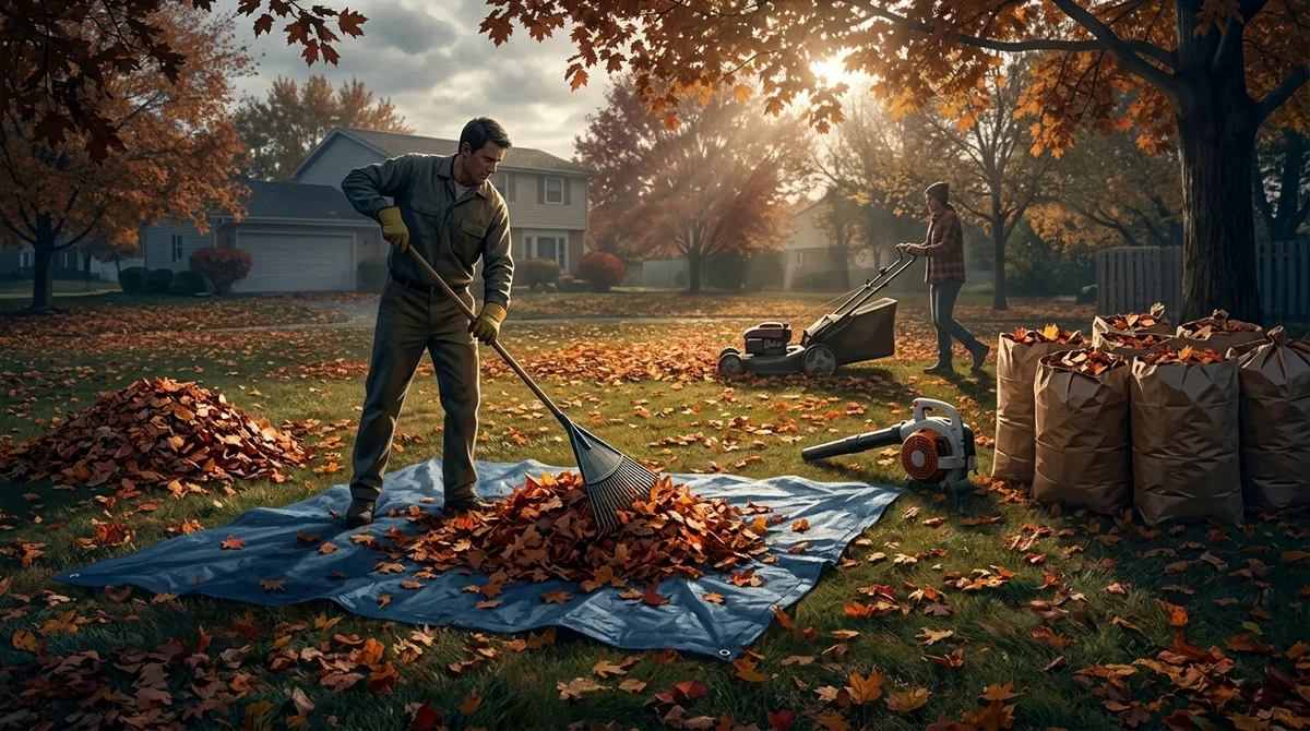 autumn lawn cleanup in Riverview