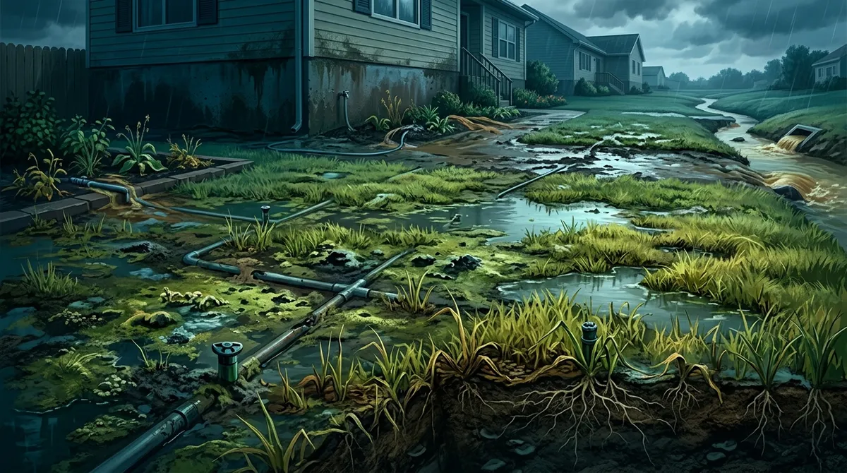 What are signs of overwatering grass?