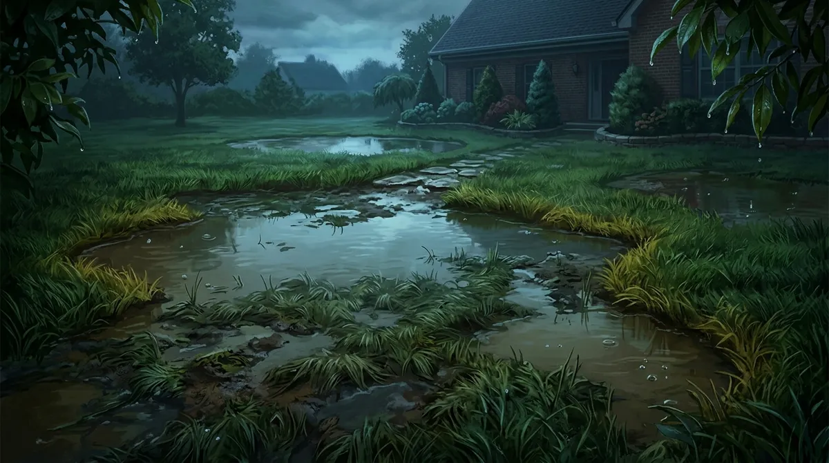 What are signs of overwatering grass?