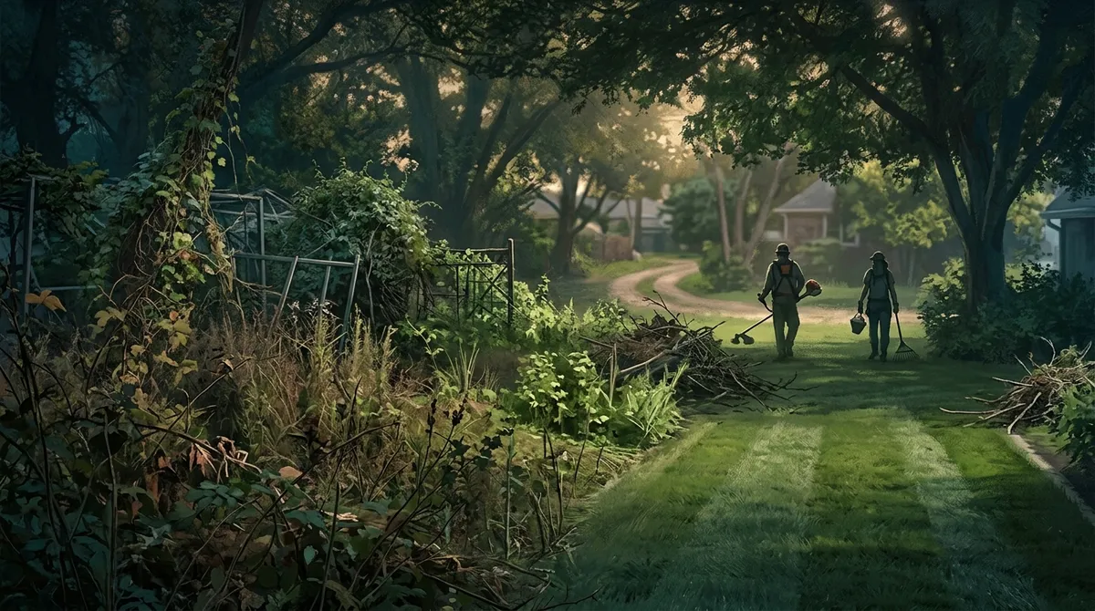 overgrown yard cleanup and mowing in Valrico FL