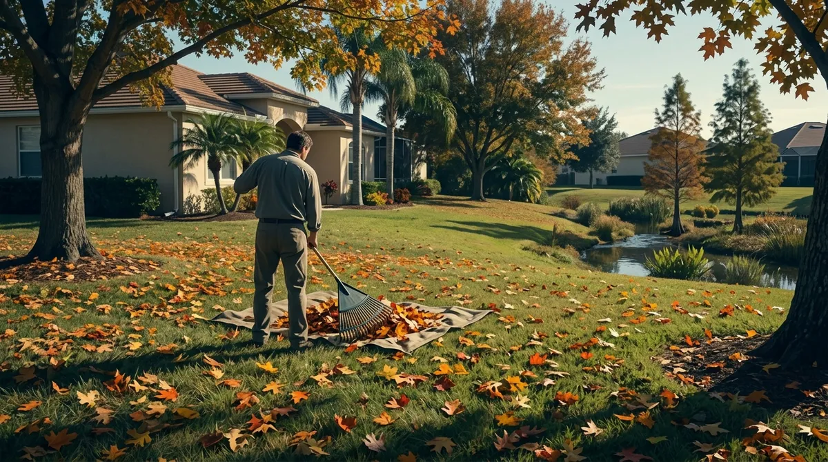autumn lawn cleanup in Riverview FL