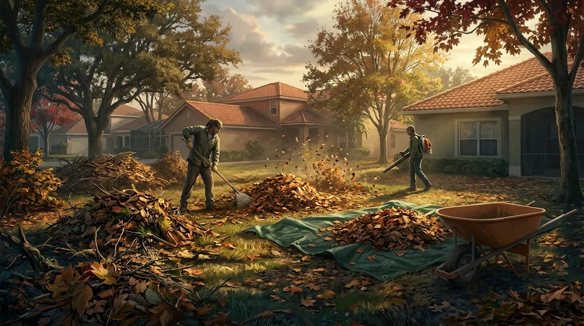 autumn lawn cleanup in Riverview FL