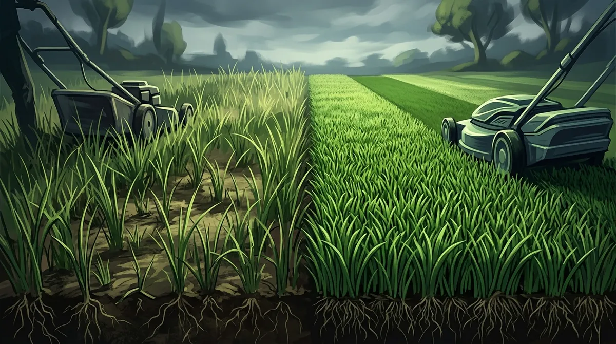 Does mowing often thicken grass?