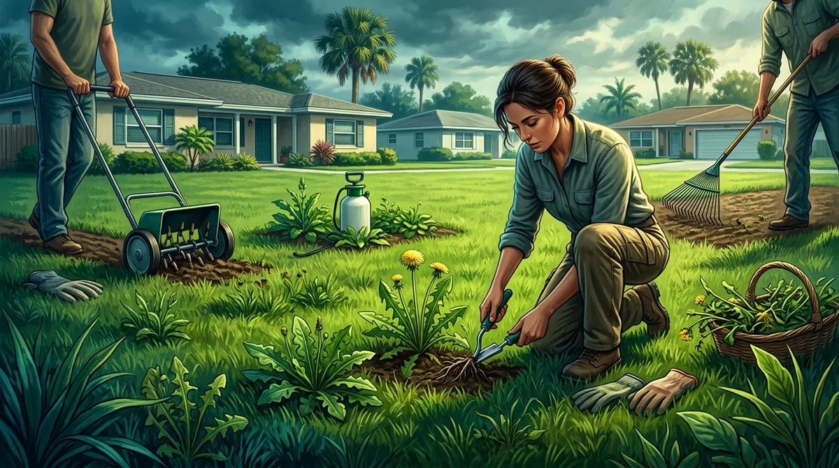 how do I get rid of weeds in my lawn in Brandon FL