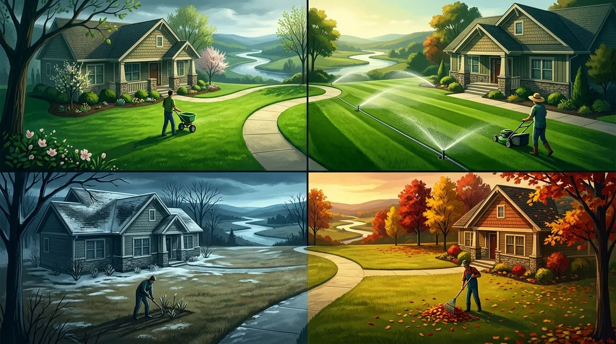 How do I maintain a healthy lawn year‑round in Riverview