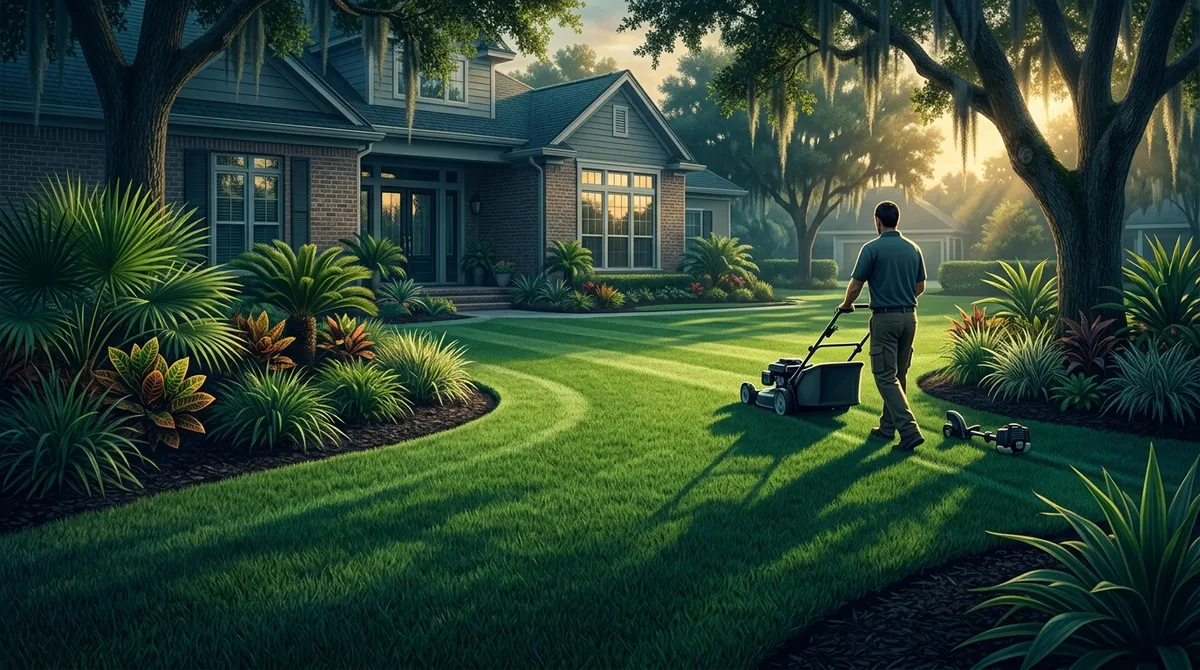 backyard lawn mowing and edging in Fishhawk FL
